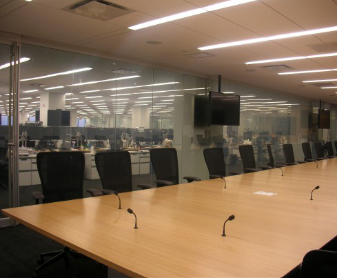 Butt Glazed, Frameless LC Privacy Glass in Corp Boardroom